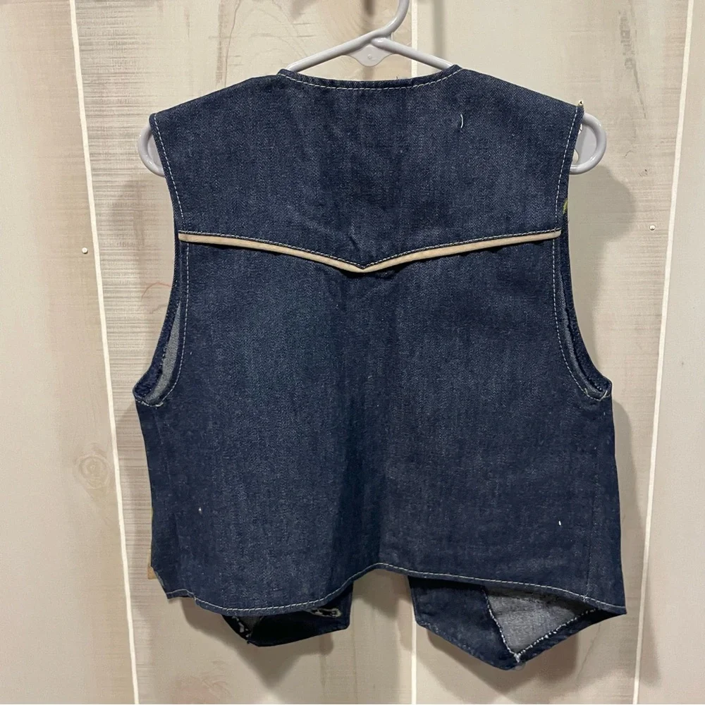Vintage 1979 dark denim YMCA Indian Guides winter camp kids vest Billy The Kid